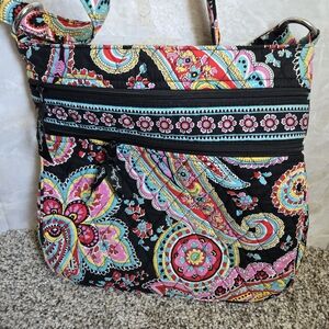 Vera Bradley Black and Pink Paisley Shoulder Bag